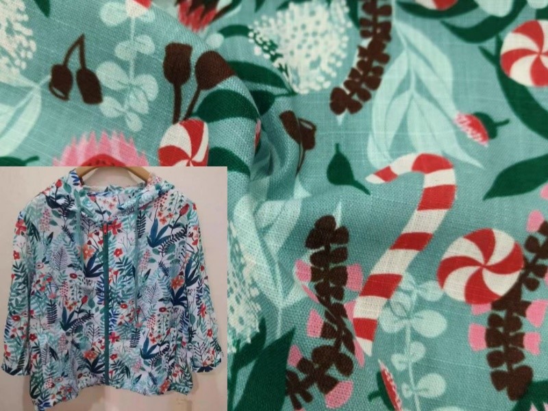 Linen Viscose Leaf Print Fabric 4 Linen Viscose Leaf Print Fabric 4
